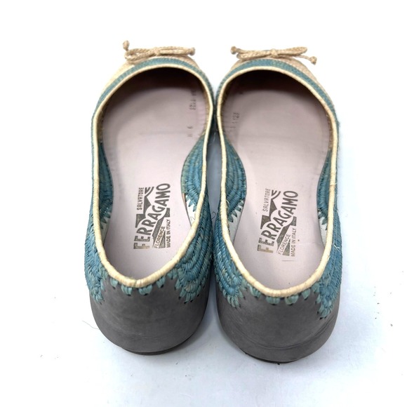 Salvatore Ferragamo Raffia Ballet Flat Women's 9 Vacation Resort Slip On Shoe - Picture 6 of 10
